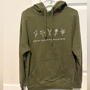 Olive Green Hoodie with Positive Message